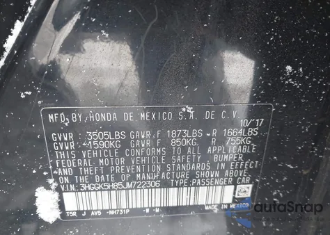 2018 Honda Fit Ex из США, поврежденный, VIN 3HGGK5H85JM722306